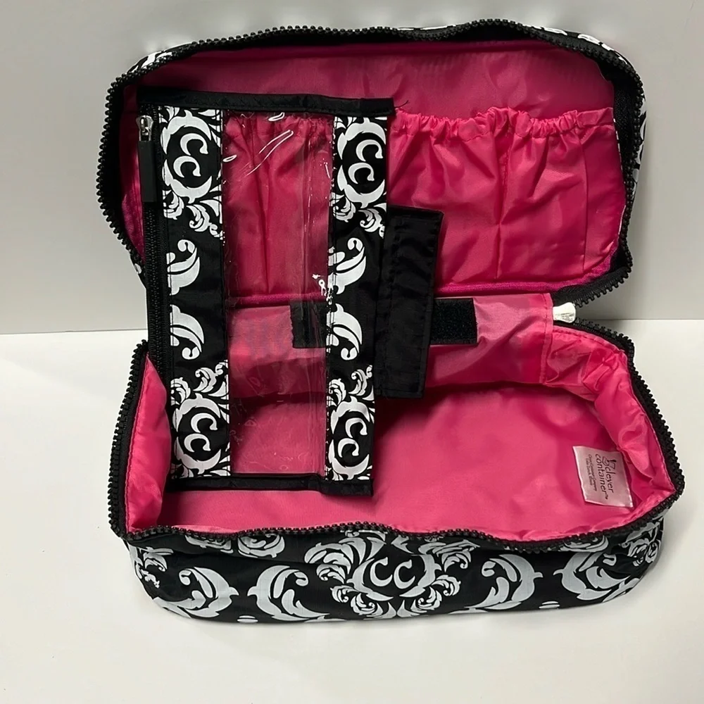 🆕 Travel Pouch For Makeup, Tech, Chargers and Much More Pink Black White